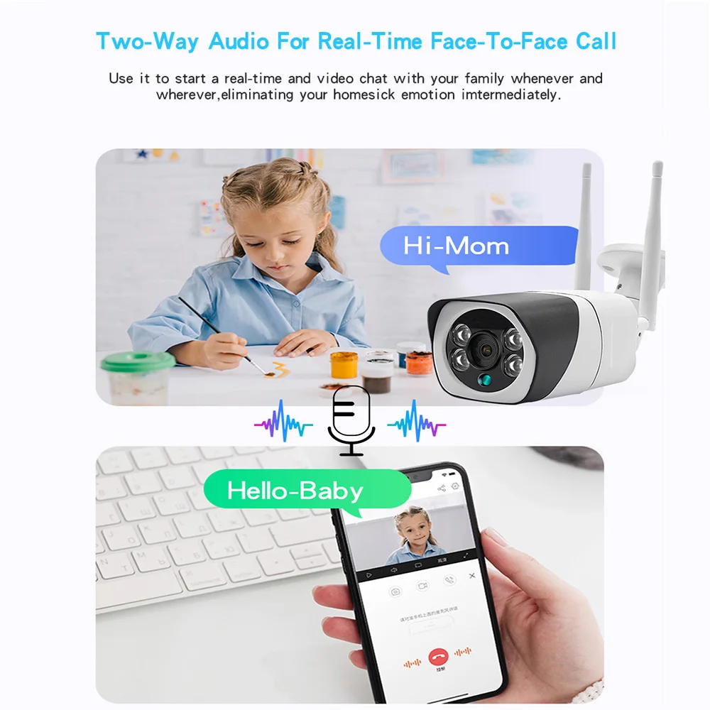 Уличная камера безопасности WiFi IP Беспроводные камеры наблюдения s двухсторонняя