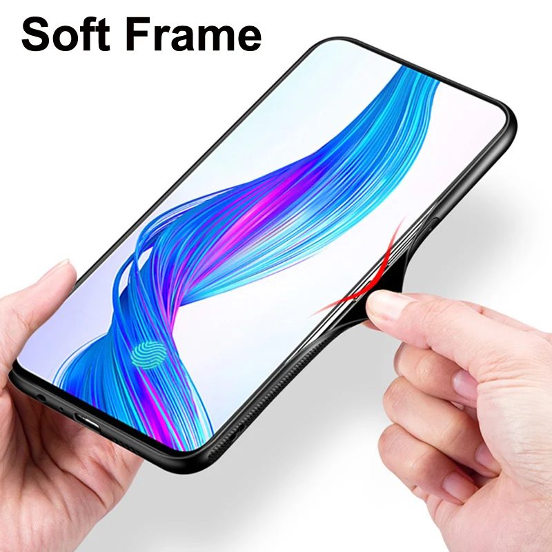 Для OPPO Realme X Чехол звездная звезда закаленное стекло + ТПУ Край Тонкий Жесткий