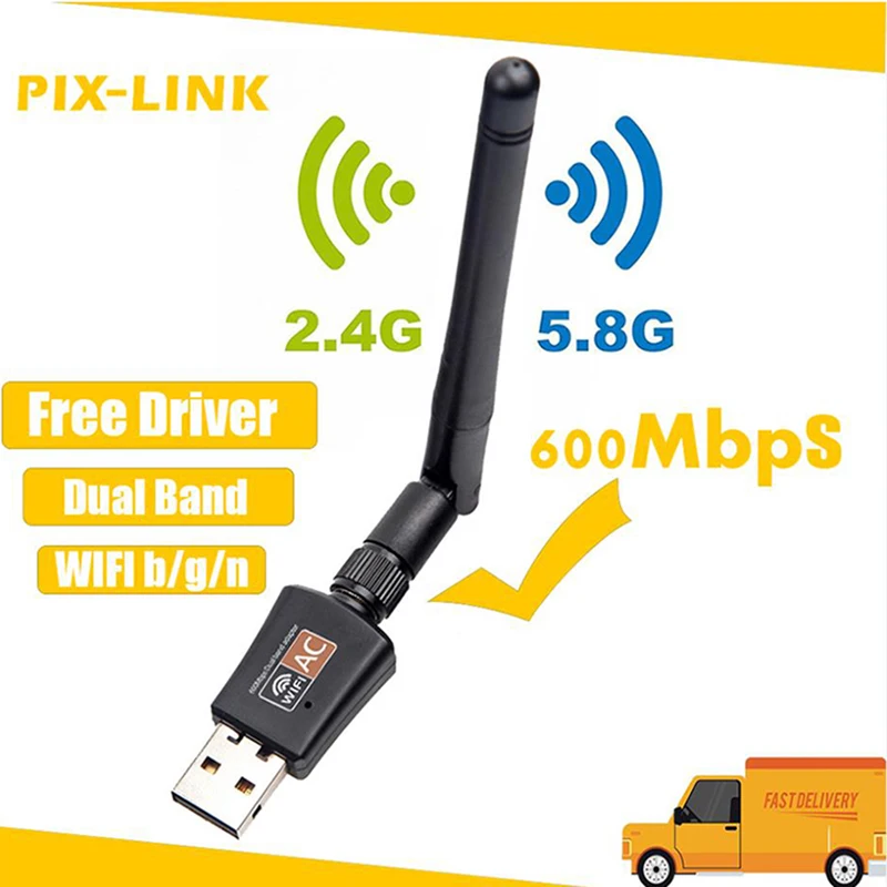 USB Wi Fi адаптер 600 Мбит/с 5 8 ГГц + 2 4 ГГц|Сетевые карты| |