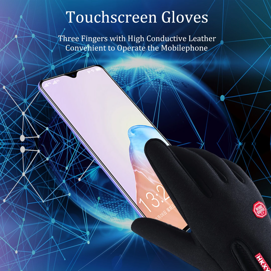 

Waterproof Cycling Gloves Full Finger Winter Warm Motorcycle Anti-Skid Sport Glove for Bicycle Skiing Fishing Outdoor