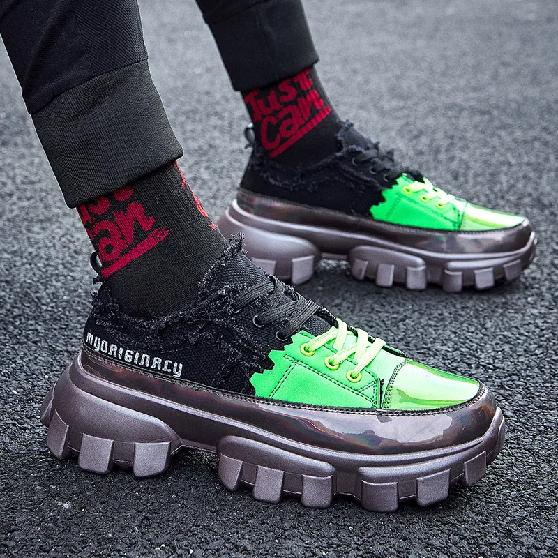 Кроссовки мужские кожаные на толстой подошве уличная одежда в стиле хип-хоп