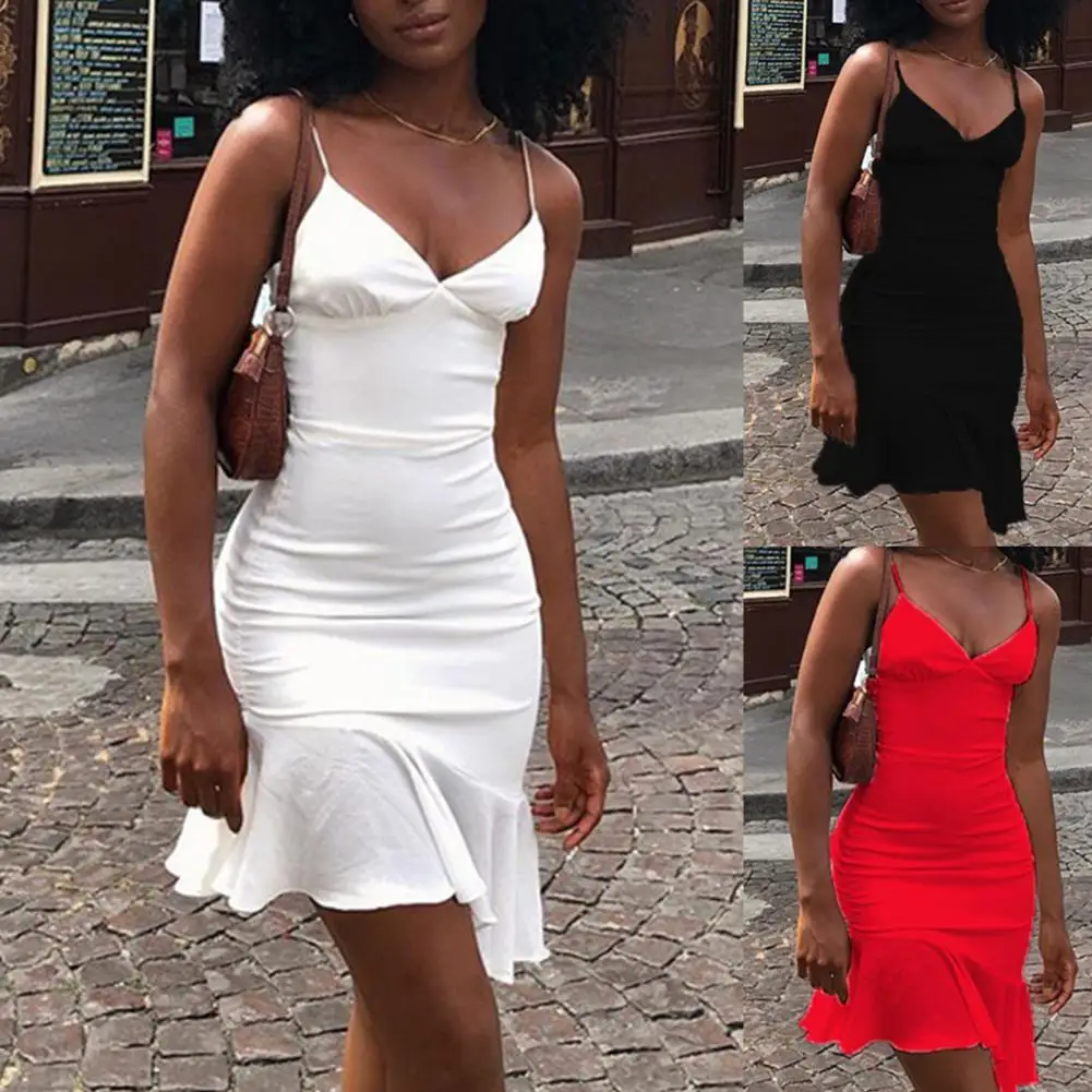 

Hot Sales!! Sling Dress V Neck Slim Sexy Summer Sexy Backless Dress for Club