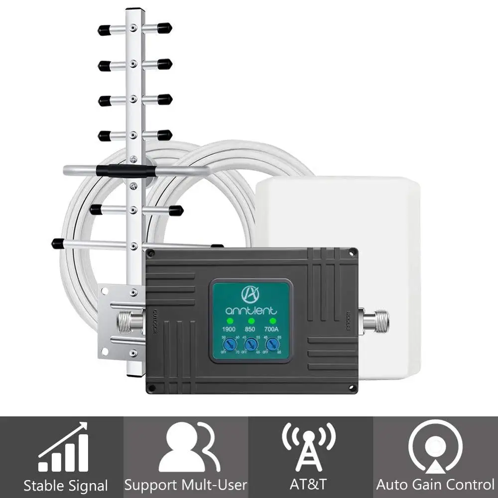 ANNTLENT Cell Phone Signal Booster 700 AT&T/850/1900MHz for T-Mobile AT&T Voica Call 4G LTE Data Band 2/5/12/17 Home Amplifier