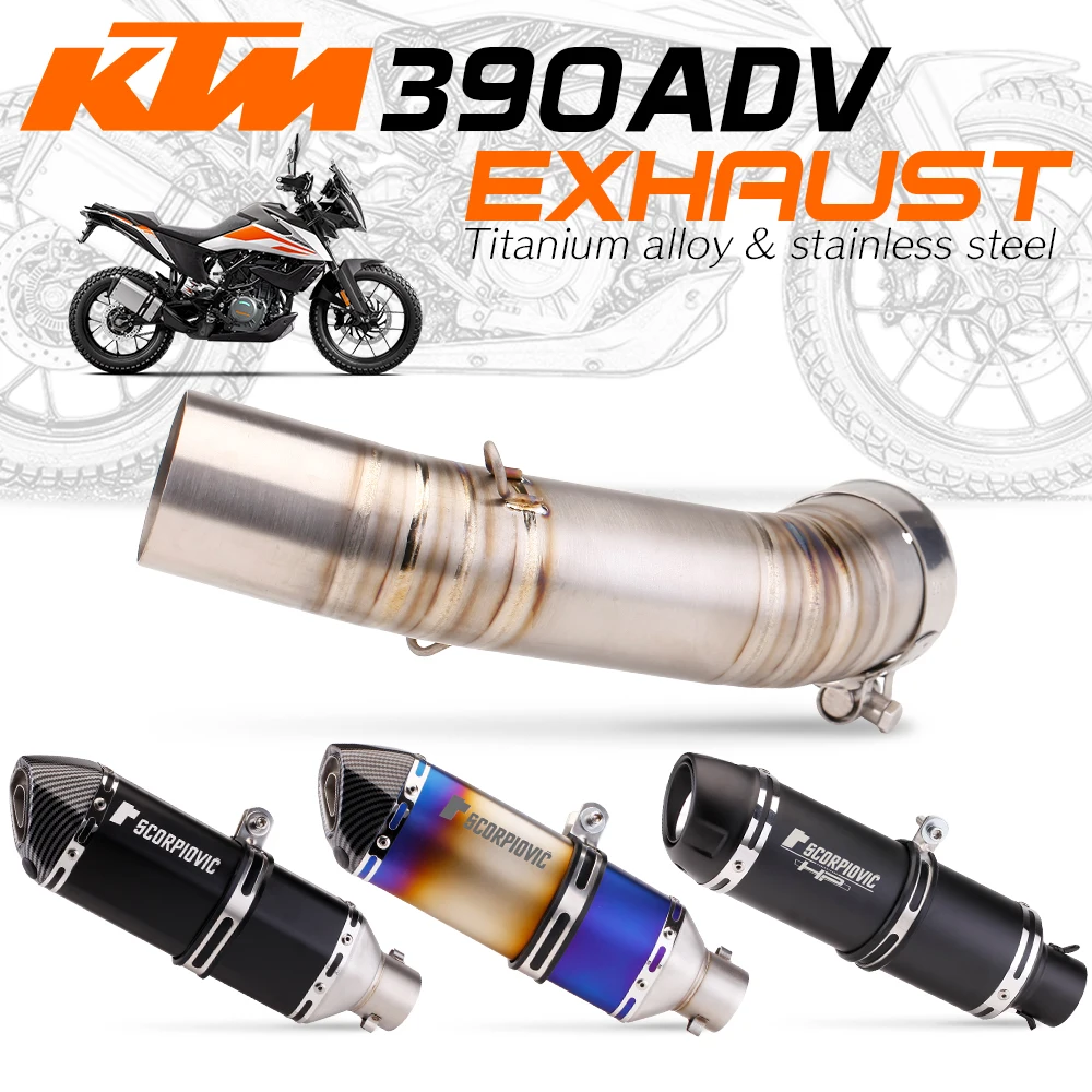 

Titanium Alloy Slip On For KTM390 ADV DUKE 390 adventure 2020 2021 Motorcycle Exhaust Escpae Modify MidLink Pipe Connect 51mm