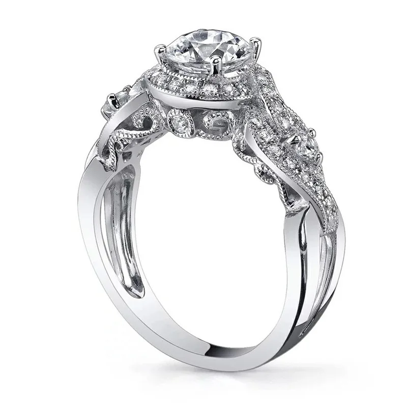 Настоящее серебро 925 пробы кольцо с белым бриллиантом для женщин Anillos De Not