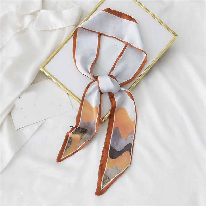 

2021 Fashion Floral Print Neck Collar Scarf Belt Women Long Hair Band Headband Scarfs for Ladies Bag Ribbon Narrow Long Scarf