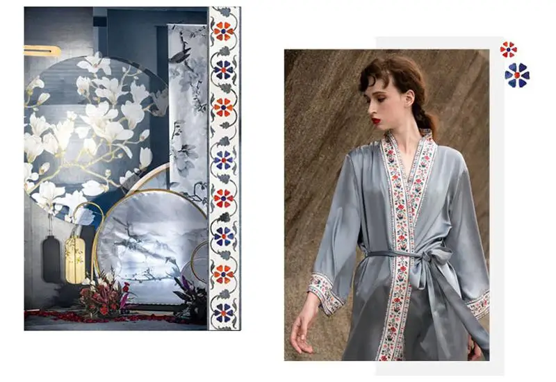 

Nightgown Women's 100% Silk Midi Kimono Gown Sexy Floral Exquisite Bathrobe Loose BRIDAL Wedding Robe Printed Sleepwear Negligee