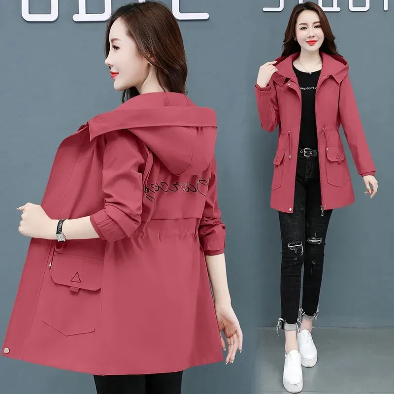 

2021 New Women Jacket Spring Autumn Long Sleeve Hooded Female Windbreaker Casual Loose Basic coat Large Size Jackets Outwear