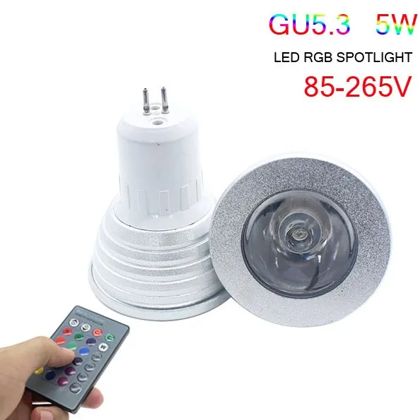 Lowest price RGB lamp led E27 E14 GU10 GU5.3 85-265V LED Bulb Spotlight with 24Keys IR Remote Controller 5W Lamp | Освещение