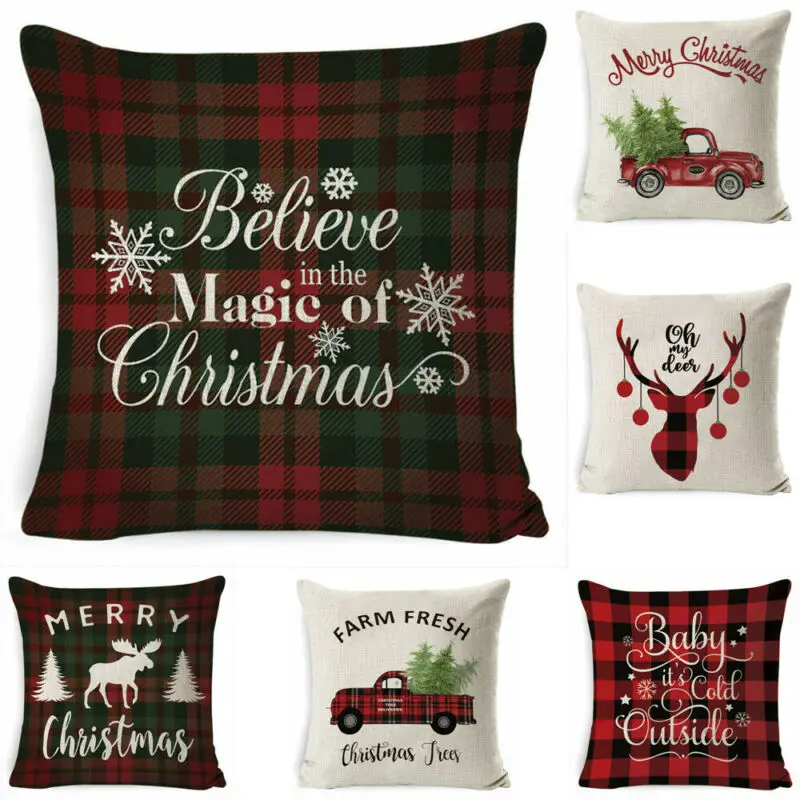 2019 New 18 x Inch Merry Christmas Xmas Designed Throw Pillow Case Cover Cushion Decor | Дом и сад