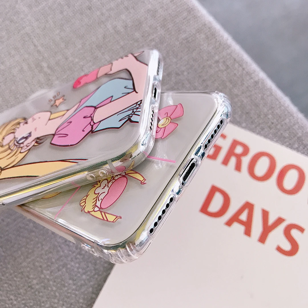 Anti-fall TPU Sailor Moon Phone Case for iPhone 11 Pro Max X XR XS Cartoon Soft Transparent Clear Cover 6 6s 8 7 Plus Funda |