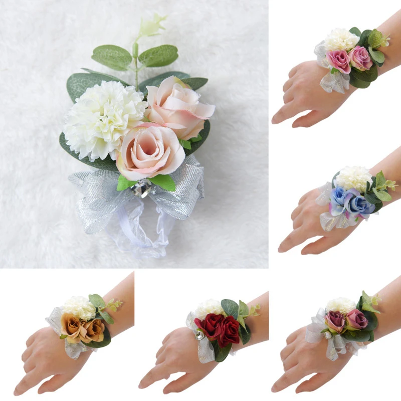 Свадебные цветы для невесты подружки на запястье искусственные роза свадьбы
