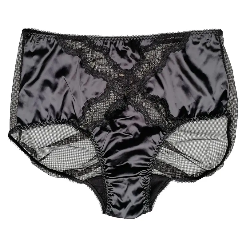 Черные женские сетчатые атласные кружевные трусики с высокой талией нижнее