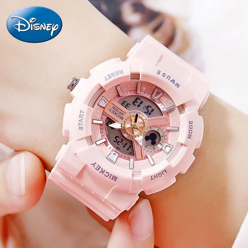 

Часы наручные Disney спортивные, многофункциональные светящиеся Цифровые кварцевые, с двойным дисплеем, 50 м, подарок для детей и женщин