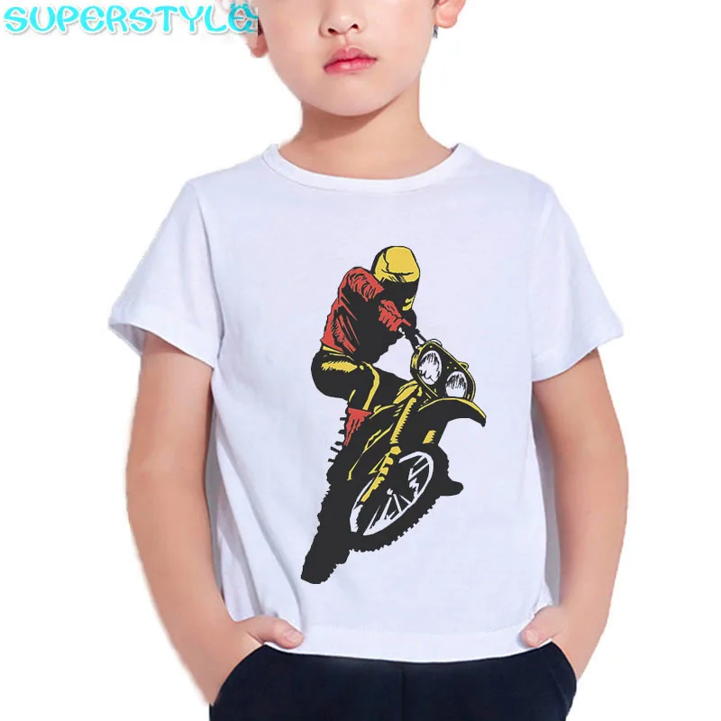 Детская хипстерская Футболка с принтом мотоцикла мотокросса крутая футболка для