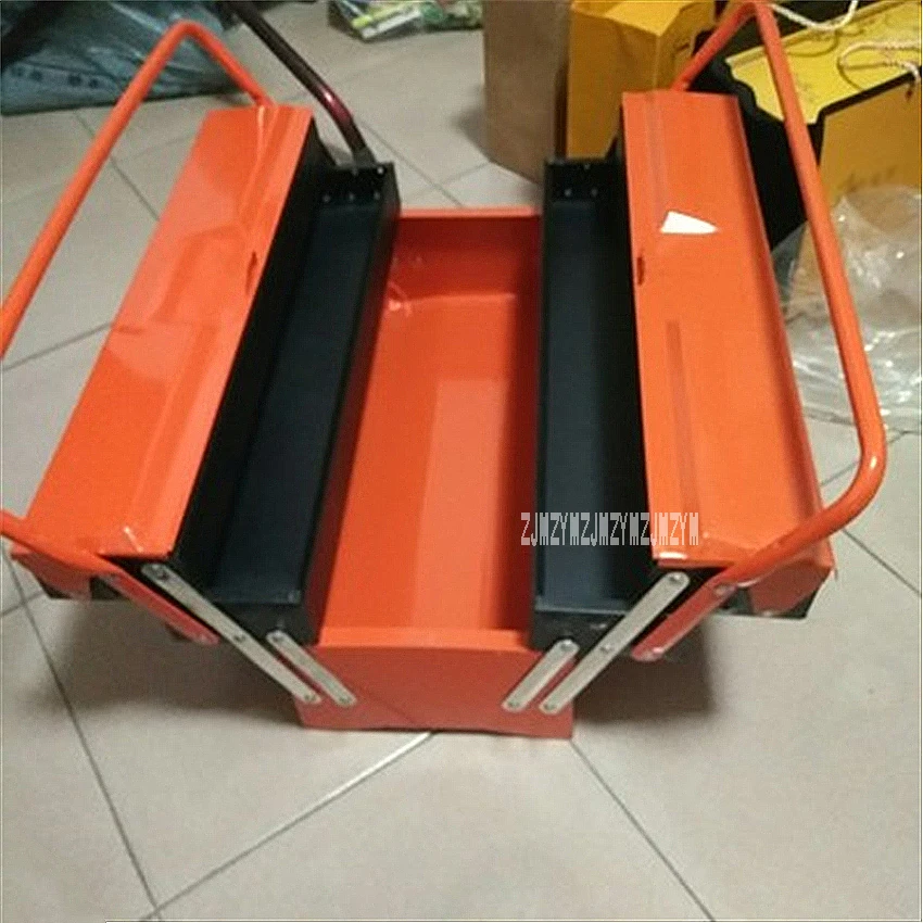 Household Portable Toolbox Three-layer Thicken Iron Storage Box Folding Tool Box Multi-function Maintenance Hardware Toolbox