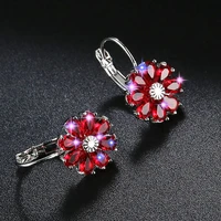 huami small flower drop earrings fashion jewelry for women metal sliver color 6 crystal zircon exquisite gift march earrings