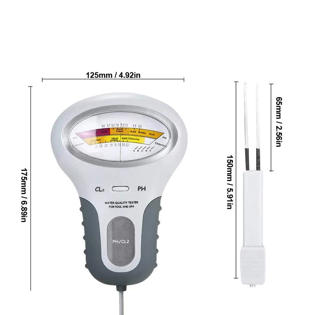 

PH Tester Meter Portable Handheld Multifunction Digital Plastic Water Quality PH / CL2 Chlorine Meter Outdoor Measuring Tools