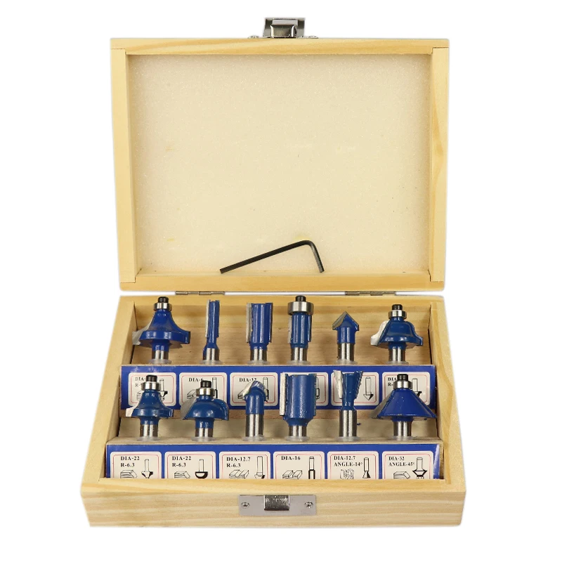 XCAN 12 шт. 8 мм хвостовик древесины маршрутизатор Набор бит карбида фреза с