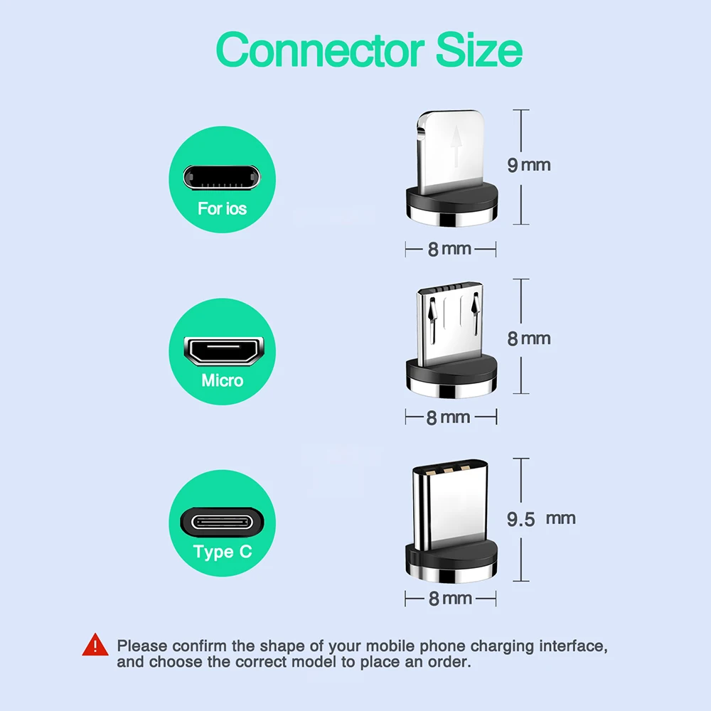 3pcs converter charging cable adapter for mobile phone 360 degree rotation magnetic tips replacement parts easy operate durable free global shipping