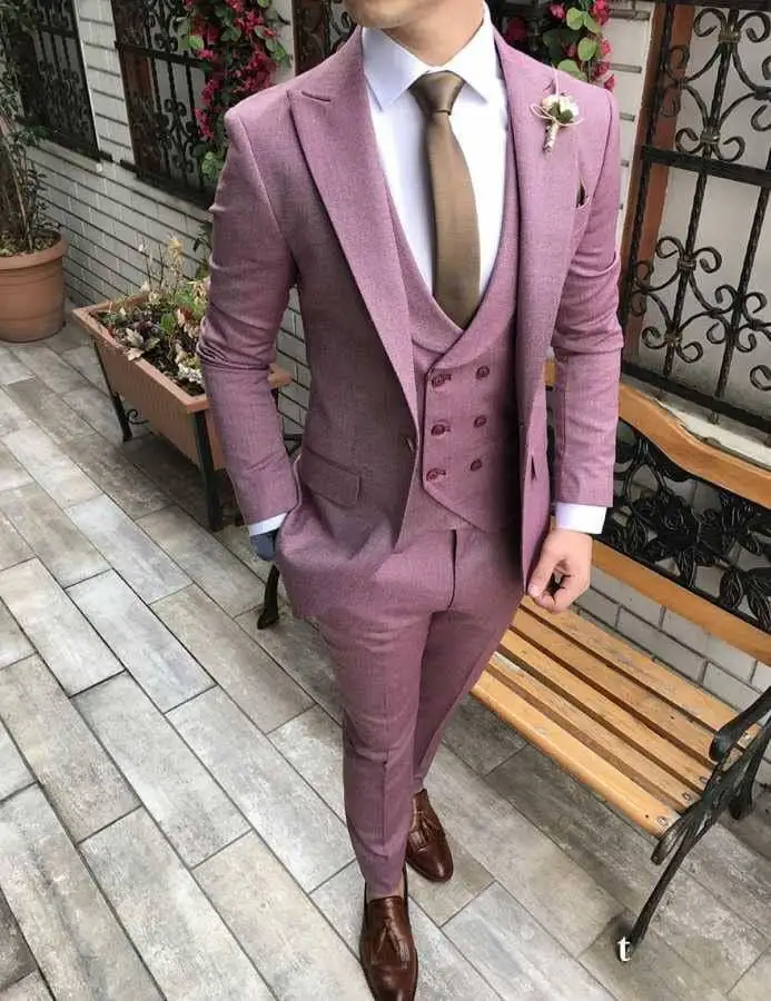 Grey Silver Mens Suits Wedding Suits for Groom Tuxedos(Jacket+Pants+Vest) Three Pieces Groomsmen Suits Regular Big Sizes - Цвет: picture style color