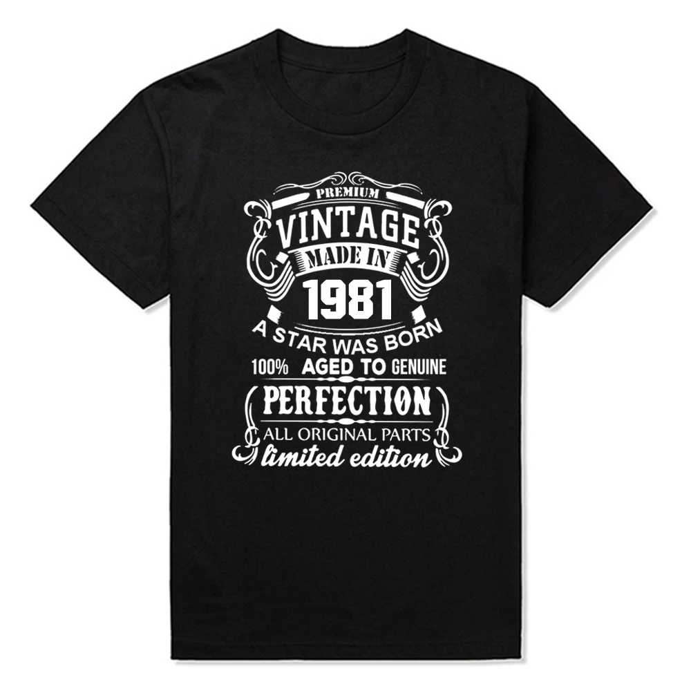 

Vintage Made In 1981 Limited Edition T Shirts Graphic Cotton Streetwear Short Sleeve Harajuku Oversized T-shirt Birthday Gift