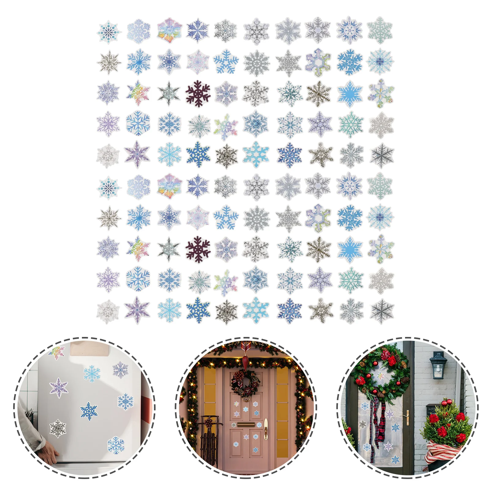 

100pcs Snowflake Stickers Christmas Wall Stickers Glass Window Decorations