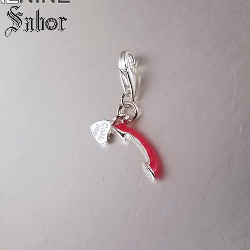 Модные подвески серебряного цвета с красным телефонным звонком сделай сам