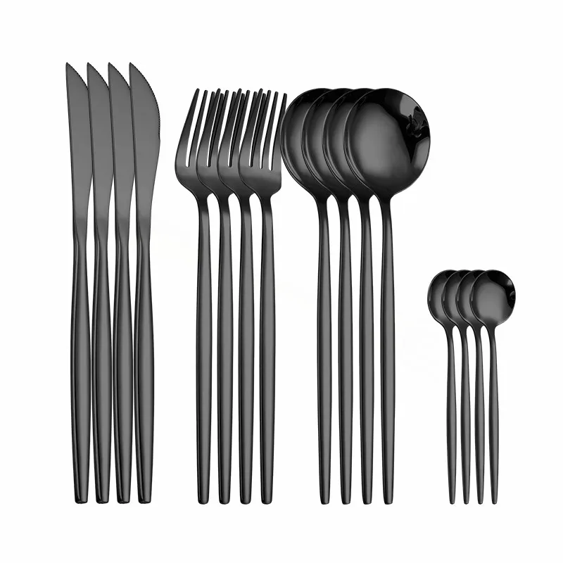 

Stainless Steel Cutlery Set Black Tableware Fork Knife Set Dinnerware Kitchen Dinner Set Black Cutlery Eco Friendly Flatware