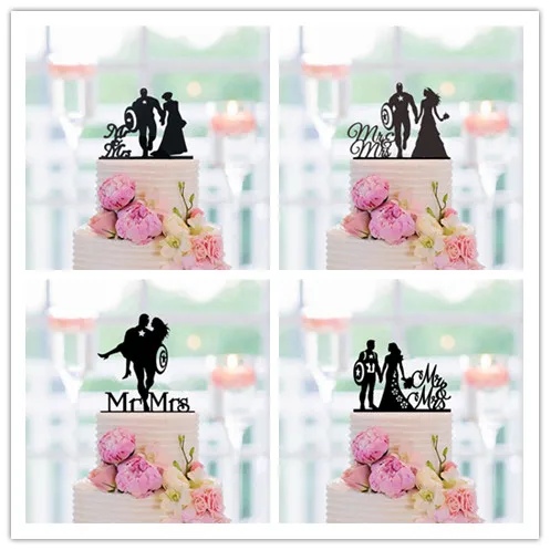 

Черный акриловый Топпер для свадебного торта для невесты и жениха mr и mrs, топпер для торта на годовщину помолвки, украшение для вечерние НКИ, торт