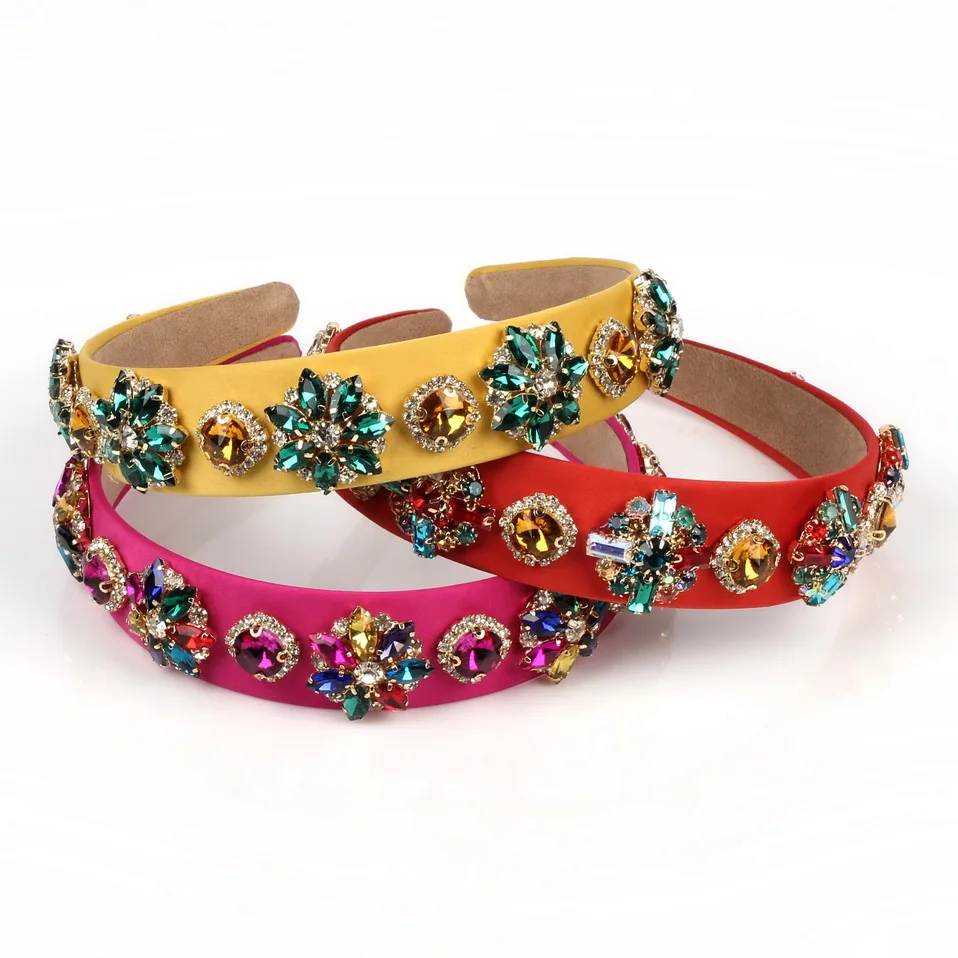 Женский ободок с цветными стеклами стразами ручной работы Ювелирное