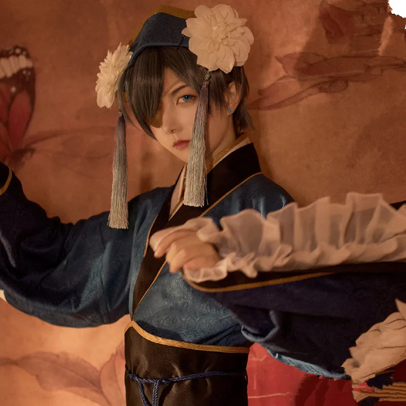 Черный Дворецкий Ciel Phantomhive белый лотос Косплей Костюм синее кимоно костюмы на