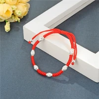 silver ornaments 990 barrels of beads red rope bracelet tube six beads men and women with the same vintage simple hand rope