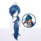 Парик Kaeya смешанные голубые волосы парик для игры аниме проект Genshin Impact Косплей волосы Синтетический Косплей парик 90 см