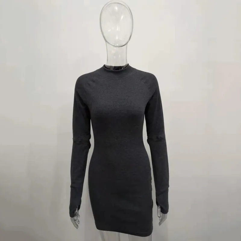 

XUXI Spring Autumn 2021, Women, Dress, Knitting, Long Sleeves, Hang Strips, Sexy, Dress, Female, E267