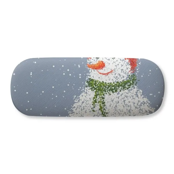 

Merry Christmas Snowman Festival Glasses Case Eyeglasses Clam Shell Holder Storage Box