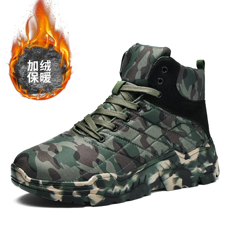 

Мужские камуфляжные зимние водонепроницаемые походные ботинки с мехом, теплые ботинки для снега, трекинговая Обувь, ботильоны, размера плю...