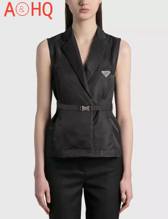 

2021 Spring Summer High-end Luxury Brand New Design Letter Moto Biker Turndown Collar Corset Suit Vest Women‘s 33309