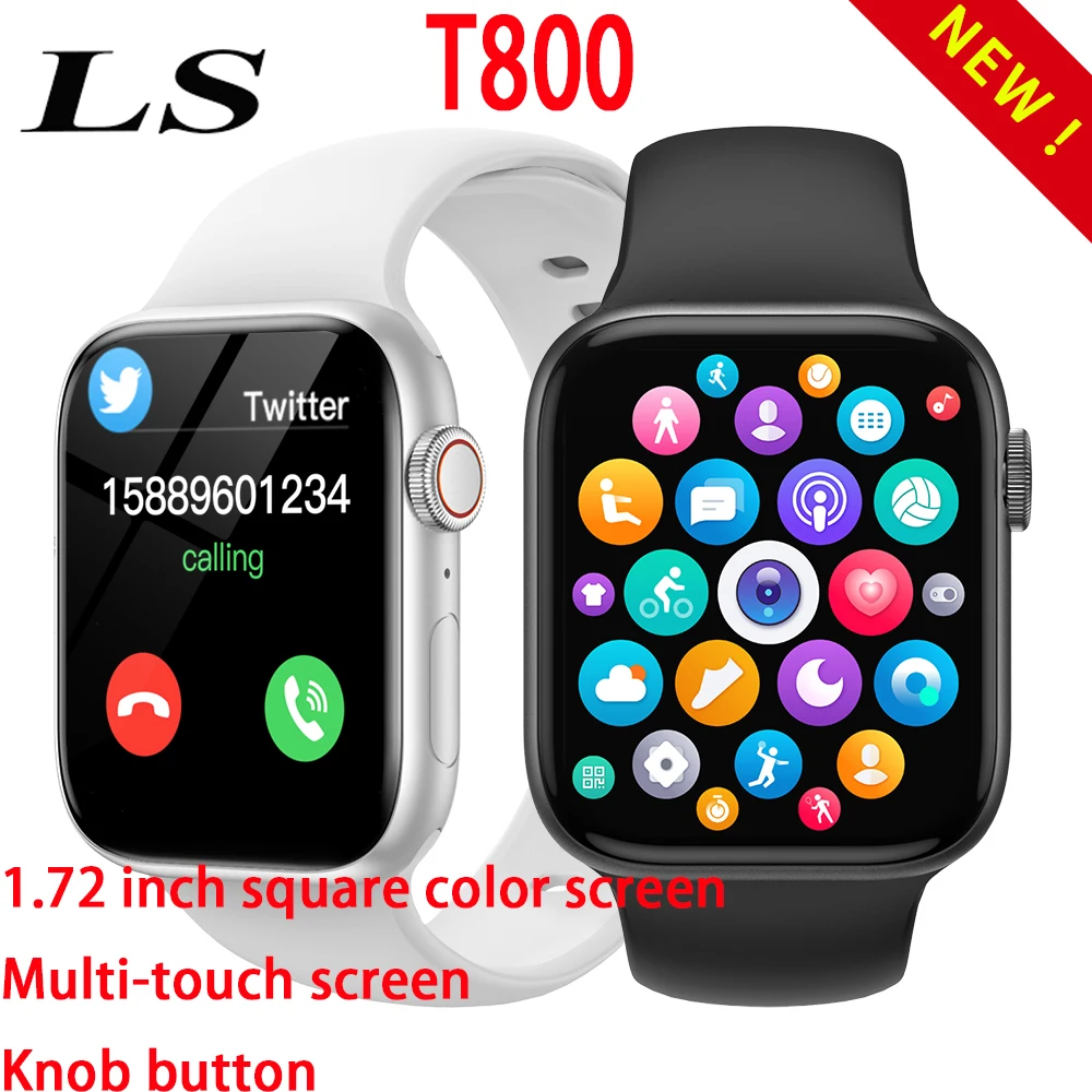 

Original T800 Smartwatch 1.72 inch Bluetooth DIY custom dial knob button PK W46 IWO 13 12 10 Pro series 6 T500 T900 W26 X7 PLUS