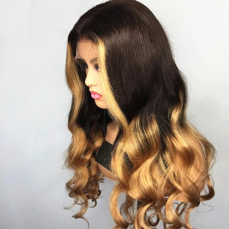 

Soft 180% Density Highlight Blonde Ombre Body Wave Preplucked Remy 13x4 Lace Front Wig With Babyhair Human Hair Wig For Women