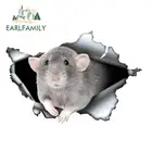 EARLFAMILY 13 см x 8,9 см, серая крыса Дамбо, автомобильная наклейка, рваная металлическая наклейка, Светоотражающая наклейка s наклейки для животных, украшение на окно автомобиля, бампер