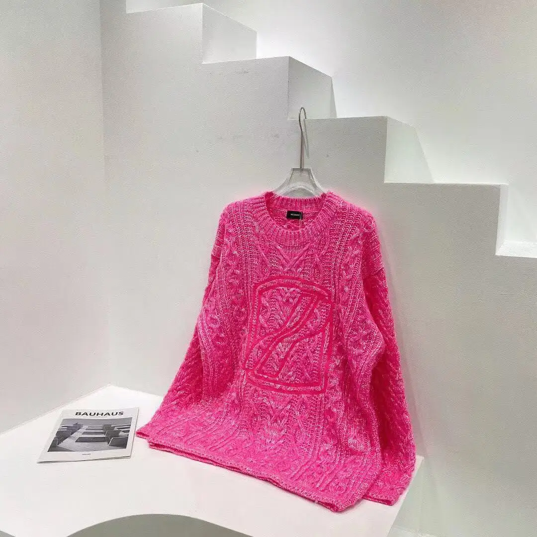 

She Beaty Sweater Pullovers 2021 Autumn Winter High Street Loose Casual Women And Man Couple Knitted Clothing Fashion Traf Tops