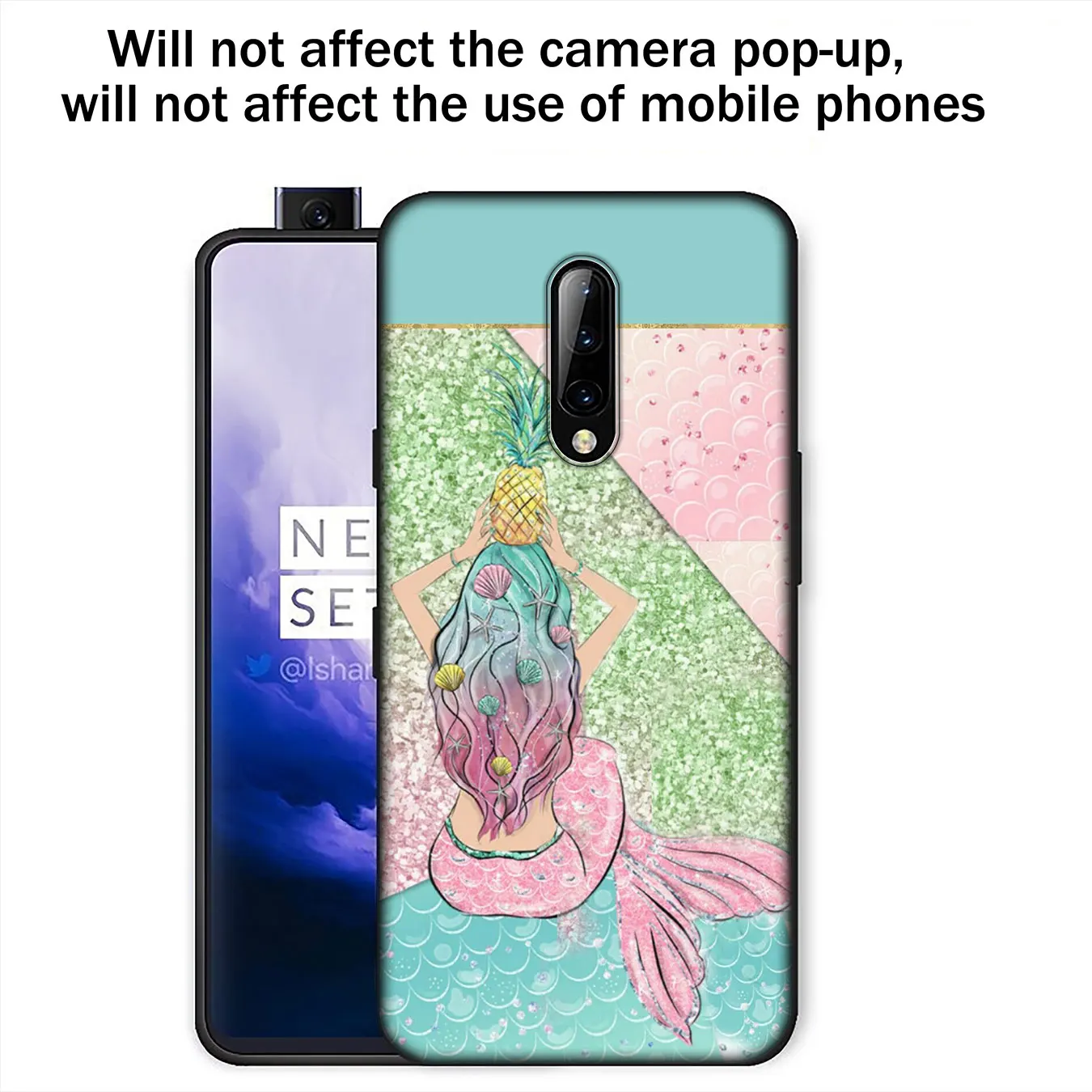 IYICAO Мягкий силиконовый чехол для телефона с хвостом русалки Oneplus 7T 7 Pro 6T 5T черный
