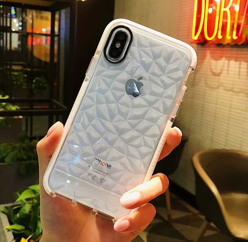 Thicken Drop-Proof Soft Diamond Case for iphone XR X XS MAX XsMax Silicone ShockProof Gasbag Full Protective Clear Cover | Мобильные