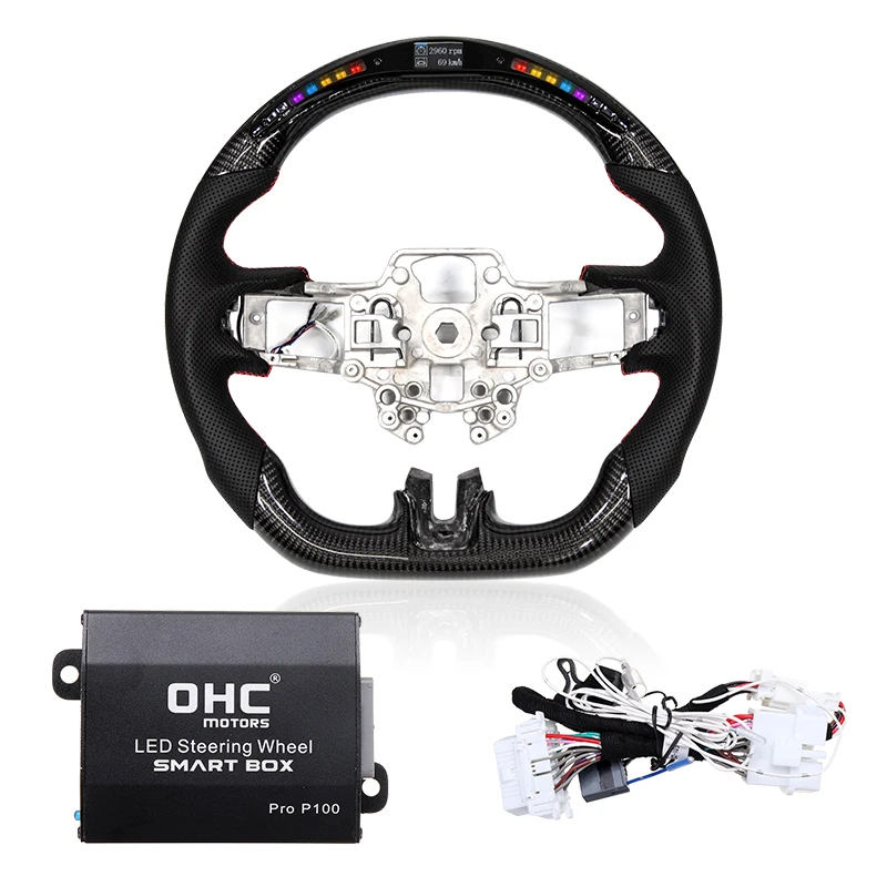 

Real Carbon Fiber Steering Wheel LED Shift Lights Display Fit for Ford Mustang V6 EcoBoost GT Shelby 2018-2020 Auto Accessories