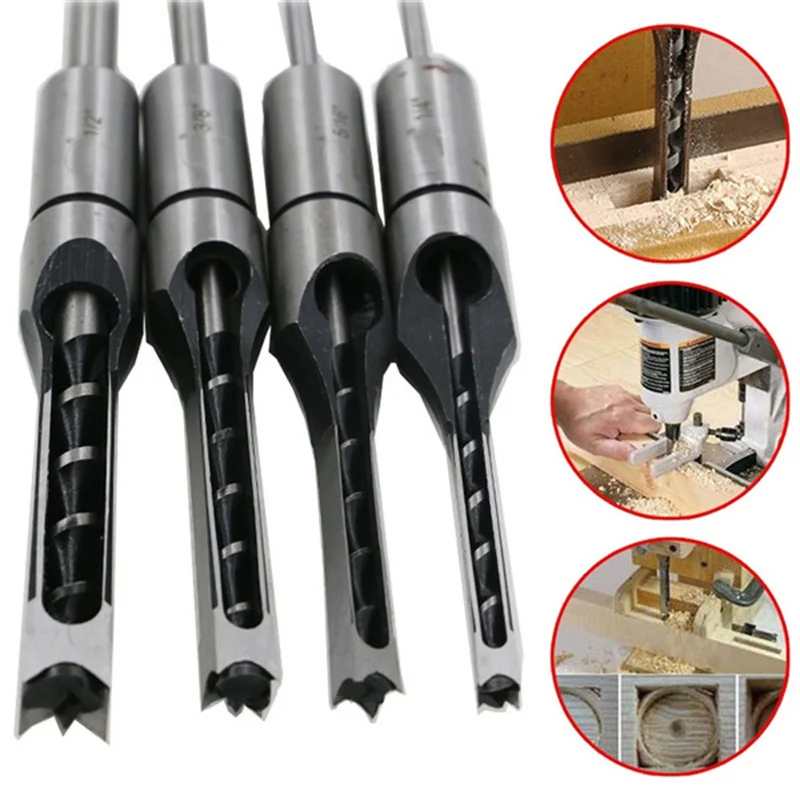 

HSS Square Hole Drill Bit Auger Bit Steel Mortising Drilling Craving Woodworking Tools 1PC 6.4/8/9.5/12.7mm