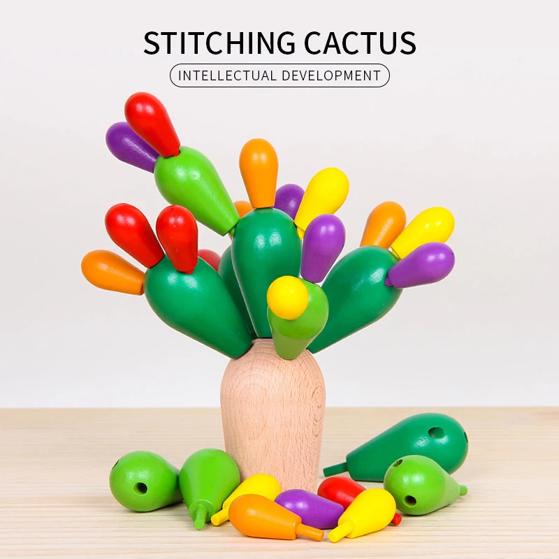 

Assembled Prickly Pear Children's Wooden Cactus, Early Education, Intellectual Brain Development, Toy Building Blocks