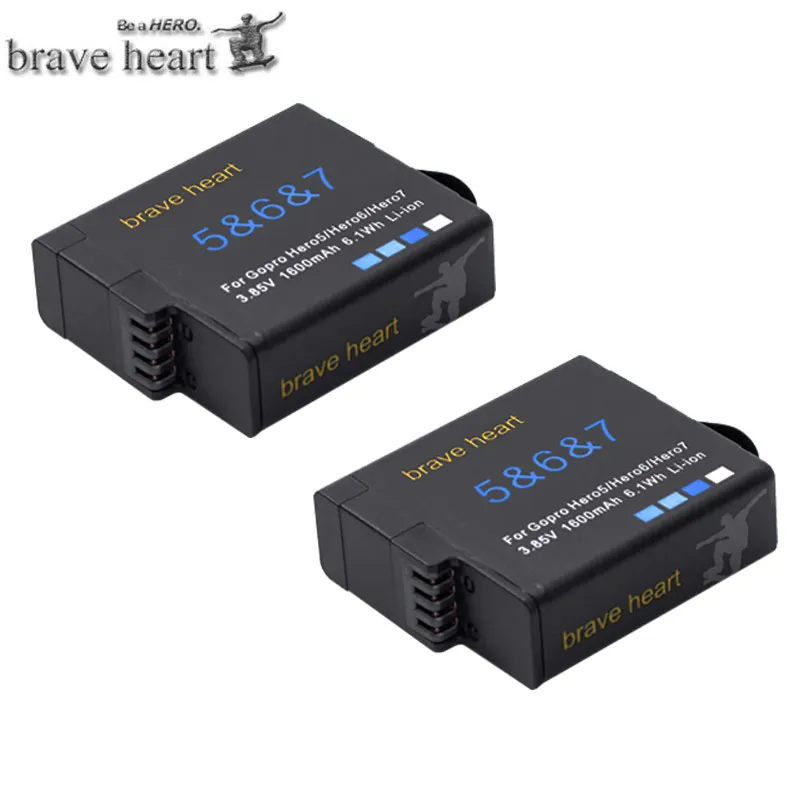 Bateria go pro hero 7 black battery hero 5 6 batterie+ 3 лота зарядное устройство для Gopro go pro hero 5 hero 6 7 black аксессуары для камеры - Цвет: 2battery