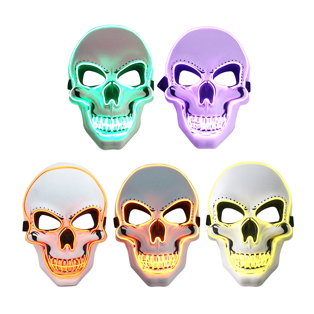

Glowing Halloween Skull Shape Mask with Cold Light Horror Ghost Death Skeleton Face Spoof Prank Toys Scary Haunted House Props