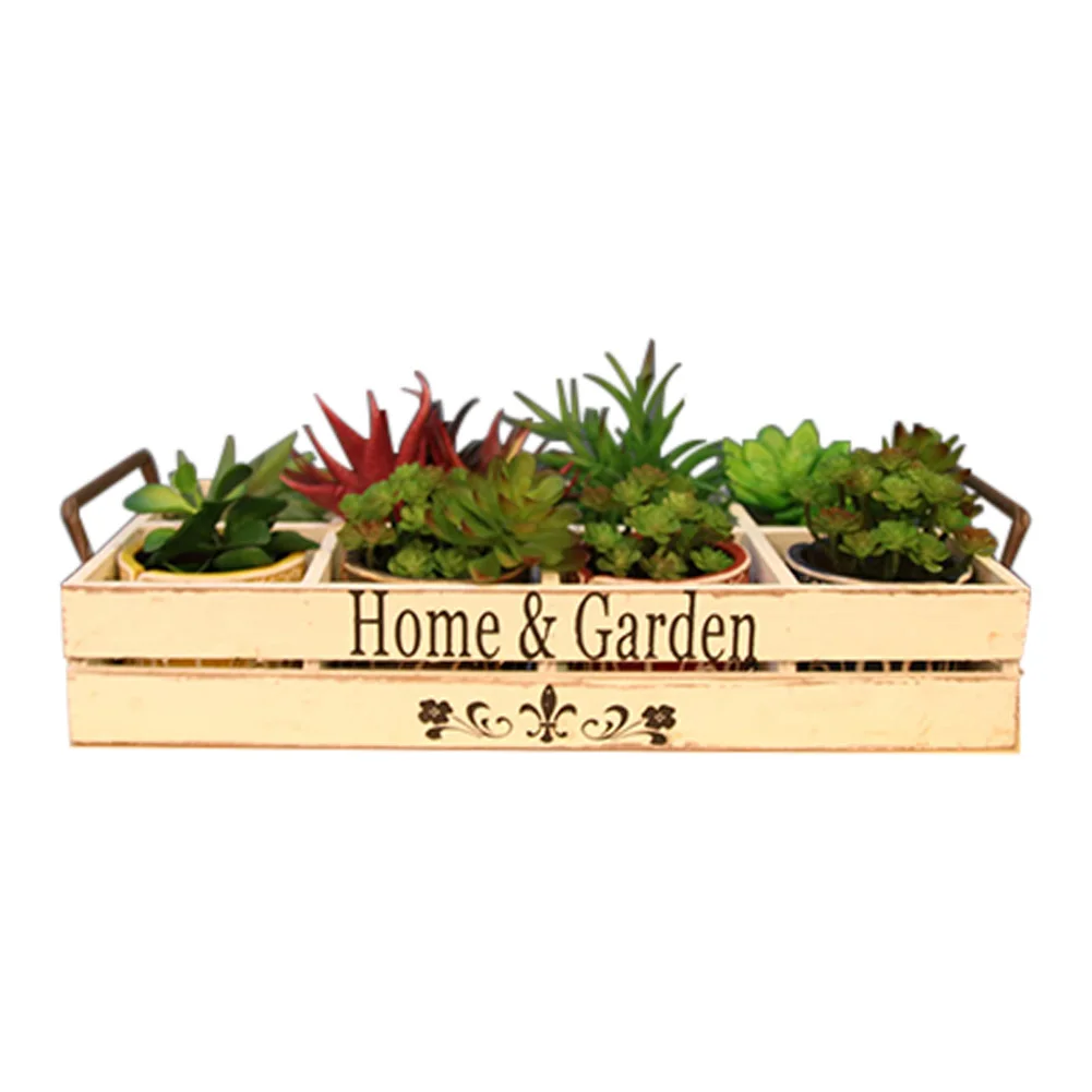 

Storage Wooden Landscape 8 Grids Balcony Garden Indoor Outdoor Flower Pot Tray Succulent Plant With Handles Home Decor Bonsai
